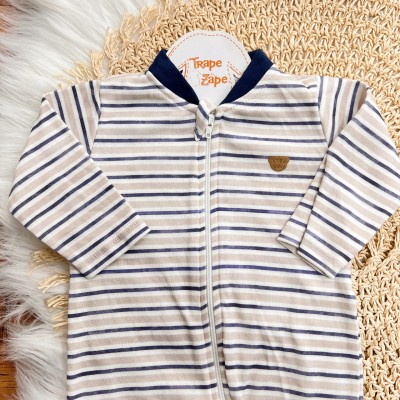   Kit 2 Macacões + Naninha Ursinho - Ursinhos Nerds - Azul Marinho e Off White